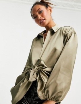 ЖЕНСКАЯ ЗЕЛЕНАЯ АТЛАСНАЯ РУБАШКА 32 1BXP