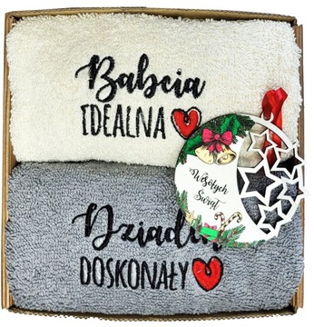 PREZENT DLA BABCI I DZIADKA NA ŚWIĘTA ZESTAW RĘCZNIKÓW ŚWIĄTECZNY RĘCZNIKI