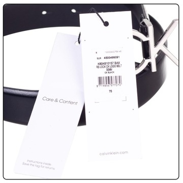 CALVIN KLEIN DAMSKI PASEK DO SPODNI RE-LOCK CK LOGO BELT CZARNY r.85