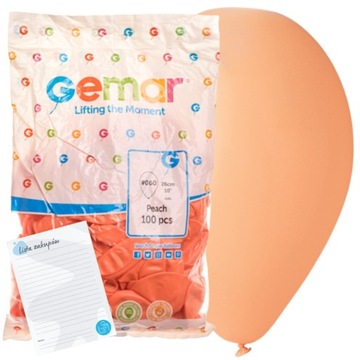 Balony łososiowe GEMAR 100 szt baloniki pomarańczowe na wesele+ lista