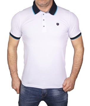 Koszulka POLO męska biała z kołnierzem polówka bawełniana tshirt POLSKA XL