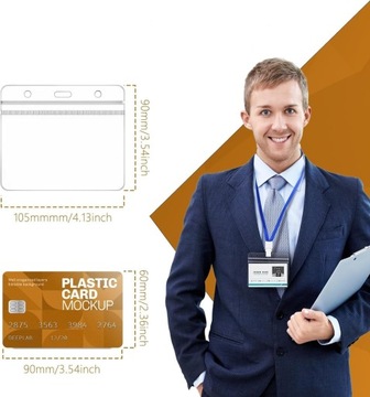 PLAKIETKA IDENTYFIKATOR UCHWYT HOLDER ETUI NA KARTĘ ZAWIESZKA 10,5x9 50szt