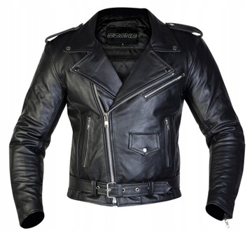 OZONE SKÓRZANA RAMONESKA KURTKA MOTOCYKLOWA BLK S