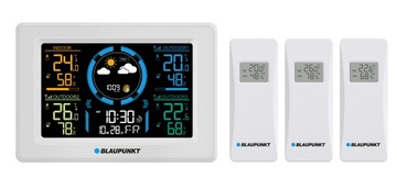 Stacja pogodowa z 3 czujnikami temperatury i wilgotności Blaupunkt WS40WH