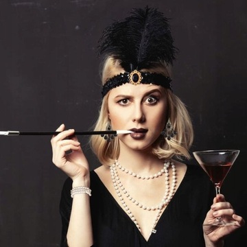 9 SZT ZESTAW RETRO LATA 20 FLAPPER DAMSKI OPASKA
