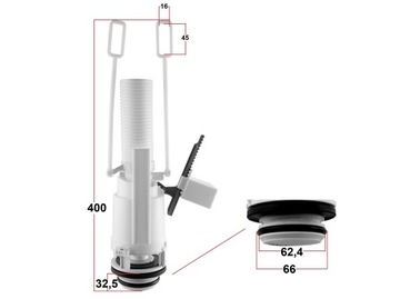 Сливной клапан для бачка скрытого монтажа Cersanit