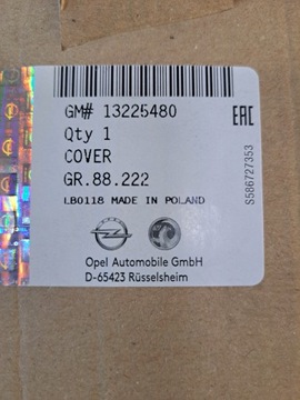 LOKETNÍ OPĚRKA - KRYT OPEL ASTRA H ZAFIRA B ORIGINÁLNÍ (13225480) NOVÝ