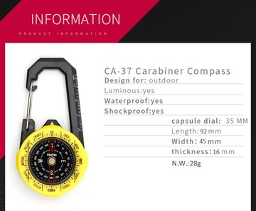 Уличный компас с водонепроницаемым карабином Kanpas