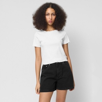 T-shirt crop w prążki damski OUTHORN