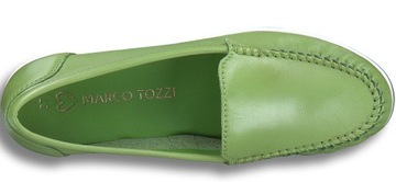 Piękne jasno zielone mokasyny balerinki skóra Marco Tozzi r39
