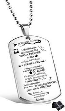 NASZYJNIK DLA CÓRKI NIEŚMIERTELNIK BEZPIECZNA OD MAMY TATY RODZICÓW GRAWER