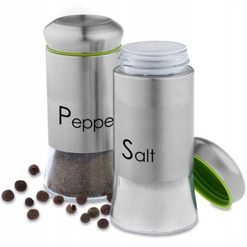 ZESTAW SOLNICZKA I PIEPRZNICZKA SZKŁO STAL 2X150ML