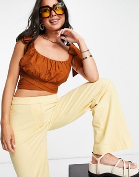 TOPSHOP BRĄZOWY WIĄZANY GLADKI TOP CASUAL 42 1VAL