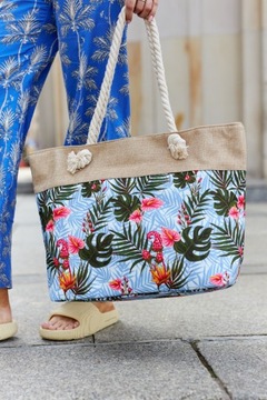 Piękna duża shopperka torba na zakupy plażowa funkcjonalna torebka damska