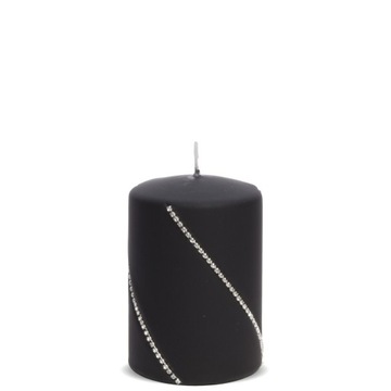Świeca ozdobna czarna cyrkonie 14x7cm glamour średnia