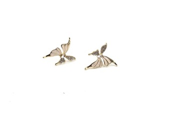 Kolczyki mini Motyle Motylki z cyrkoniami wkrętki hipoalergiczne złoty kolo