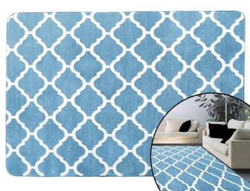 3D ПЛЮШЕВЫЙ КОВЕР ДЛЯ БАЛКОНА, ТЕРРАСЫ, ПАТИО 140x200 КЛЕВЕР СИНИЙ НА УЛИЦЕ