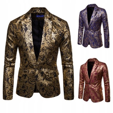 2021 Men's Golden Floral Blazers Business Casual