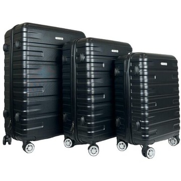 Zestaw walizek podróżnych 3w1 WALIZKA PODRÓŻNA NA KÓŁKACH ABS CZARNA
