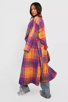 ДЛИННОЕ ПАЛЬТО BOOHOO PETITE С УЗОРОМ XXS