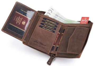 Skórzany portfel męski na suwak RFID PETERSON