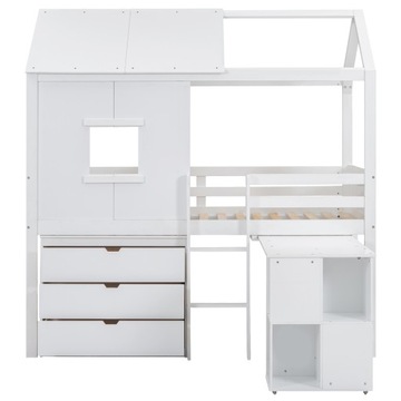 Кровать-чердак 90*200см, детская кровать для дома, выдвижной стол, три ящика