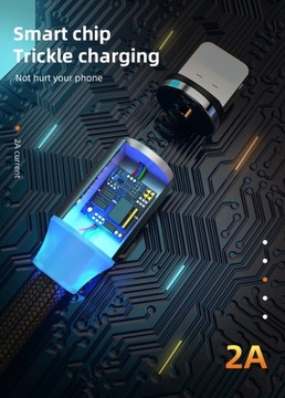 Магнитный USB-кабель, 1 м, светодиод, быстрая зарядка, USB-тип C, магнитное зарядное устройство Micro USB