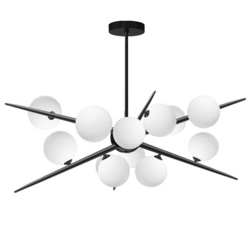 LAMPA WISZĄCA SUFITOWA CZARNA SZKLANE KULE 12 G9