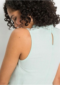 38 Bonprix VV1 МЯТНЫЙ ТОП С ВЫШИВКОЙ