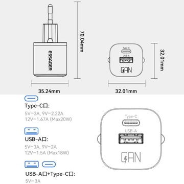 МОЩНОЕ БЫСТРОЕ ЗАРЯДНОЕ УСТРОЙСТВО USB-C CUBE 20 Вт БЛОК ПИТАНИЯ ДЛЯ IPHONE MAINS PD QC