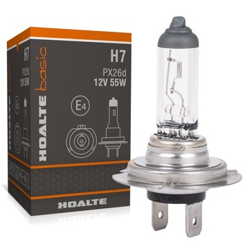 ŻARÓWKA H7 12V 55W PX26d HOALTE HALOGENOWA 3200K SAMOCHODOWA Z HOMOLOGACJĄ