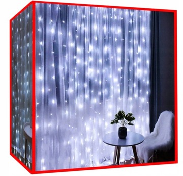 СВЕТОВАЯ ЗАВЕСА ПРЕМИУМ 300 LED USB 300х300см ДИСТАНЦИОННОЕ УПРАВЛЕНИЕ холодные лампы 11394