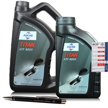 6 LITRÓW OLEJ FUCHS TITAN ATF 4000 6L DO SKRZYŃ AUTOMATYCZNYCH DYSTRYBUTOR