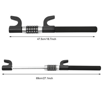 ЧЕРНЫЙ УНИВЕРСАЛЬНЫЙ РУЛЕВОЙ ЗАМОК С КОДОМ