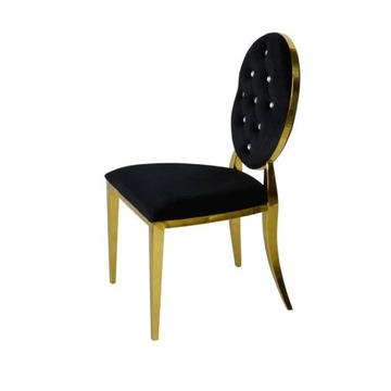 Krzesło Ludwik Gold glamour Black złote krzesła pikowane kryształkami