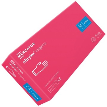 RĘKAWICE rękawiczki NITRYLOWE RÓŻOWE MAGENTA M