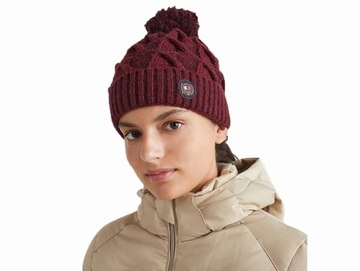 Czapka Tommy Hilfiger WOMEN POM POM BEANIE DEEP BURGUNDY PUDEŁKO