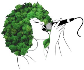 Афромос, женская голова со мхом, 40х40см.