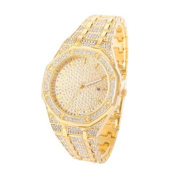 HipHop Iced Out zegarki damskie męskie luksusowe data Quartz Bling pełne k
