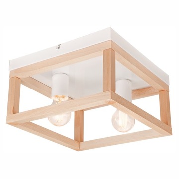VILLY plafon drewniany 2 x E27 lampa sufitowa biała / naturalny buk