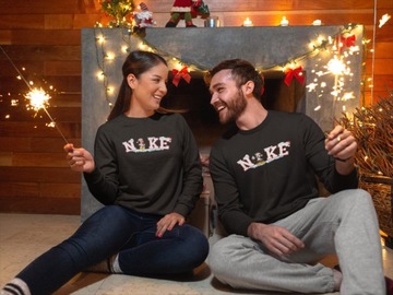 Zestaw Świątecznych Bluzy Mickey Minnie dla Par Sweatshirt Na Święta XL