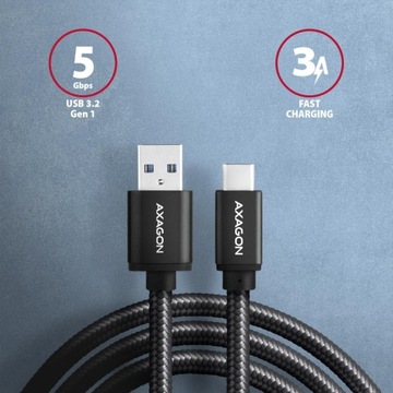 USB-C — USB-A Кабель USB 3.2 Gen 1, 1 м, черный Axagon
