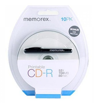 MEMOREX CD-R 10 sztuk Printable + marker CD