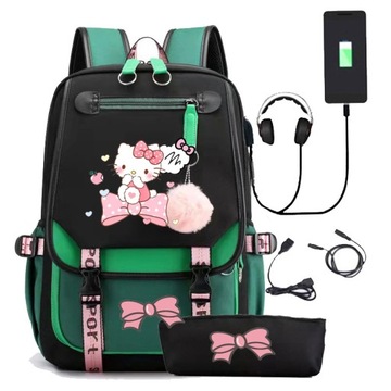 NOWE PLECAK SZKOLNY TORNISTER Hello Kitty USB WZORY A4 DUŻY