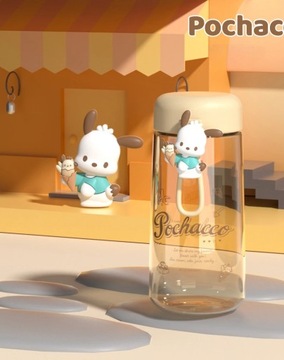 Бутылка для воды Sanrio Kawaii Kuromi Cinnamoroll, 350 мл, прозрачная соломенная трита