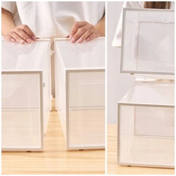 POJEMNIK ORGANIZER PUDEŁKO MOCNE NA BUTY DO PRZECHOWYWANIA Z KLAPĄ STOSY