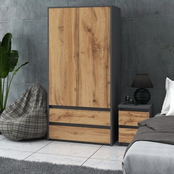 ШКАФ СОВРЕМЕННЫЙ 90СМ 2D2SZ СЕРЫЙ WOTAN