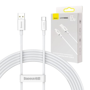 BASEUS SZYBKI KABEL PRZEWÓD USB-A 2.0 DO USB-C QC PD 4.0 65W 480MBPS 2M