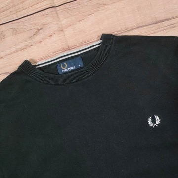 FRED PERRY Sweterek Męski Czarny Logowany r. M