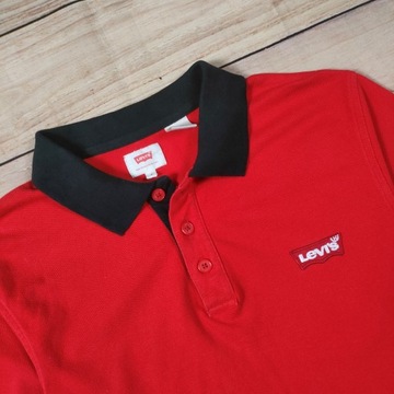 LEVI'S Koszulka Polo Męska Czerwona Logowana r. S